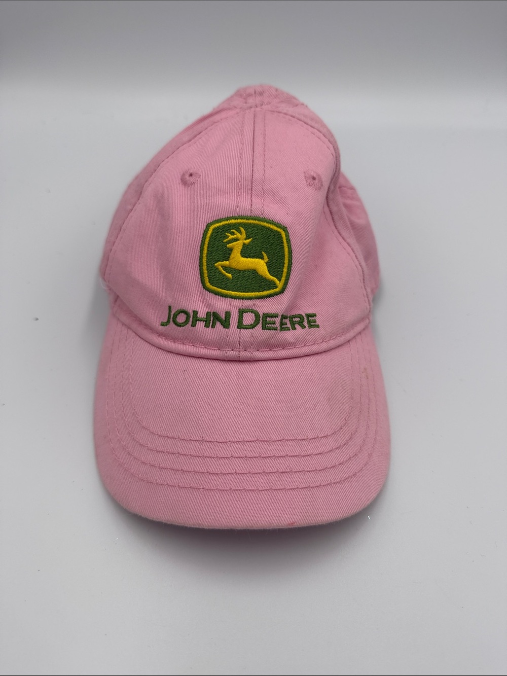 John Deere Pink Kids Logo Cap with Yellow & Green Embroidery